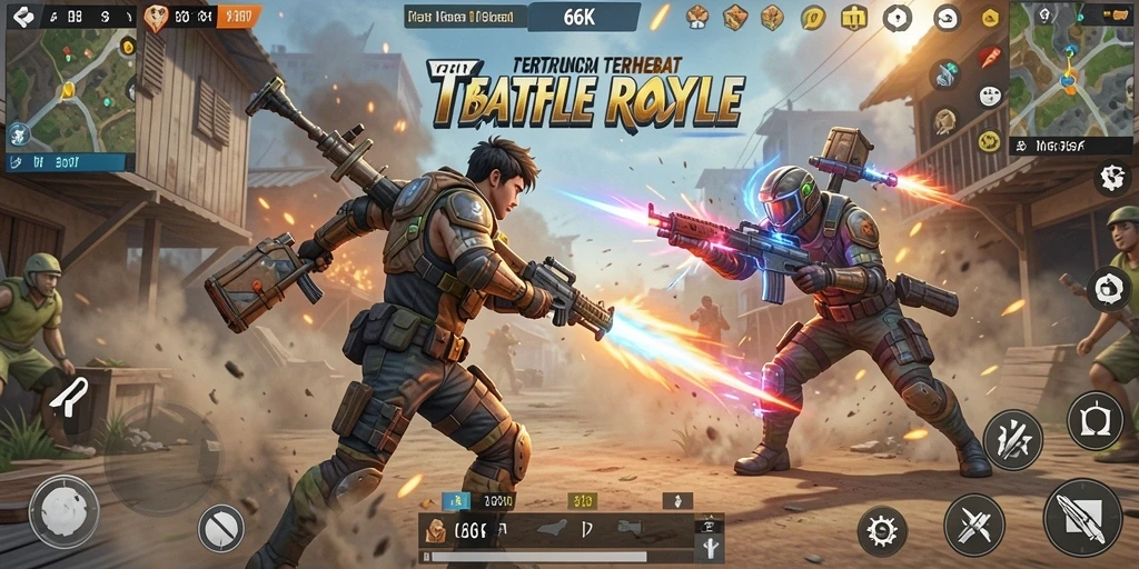 Gameplay Battle Royale yang menegangkan dan seru.