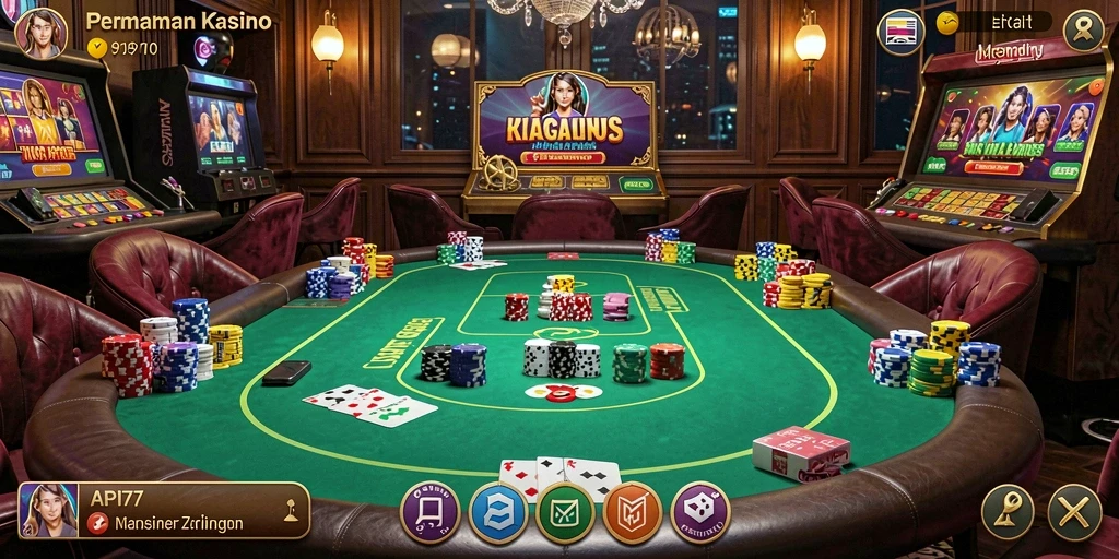 Tangkapan layar utama API77 menampilkan gameplay kasino yang memukau.
