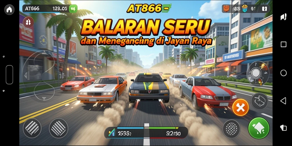 Tampilan gameplay seru dalam balapan cepat dan menantang di AT866.