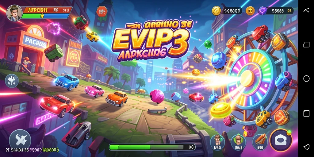 Tangkapan layar utama EVIP3 menunjukkan aksi gameplay arcade yang mendebarkan.