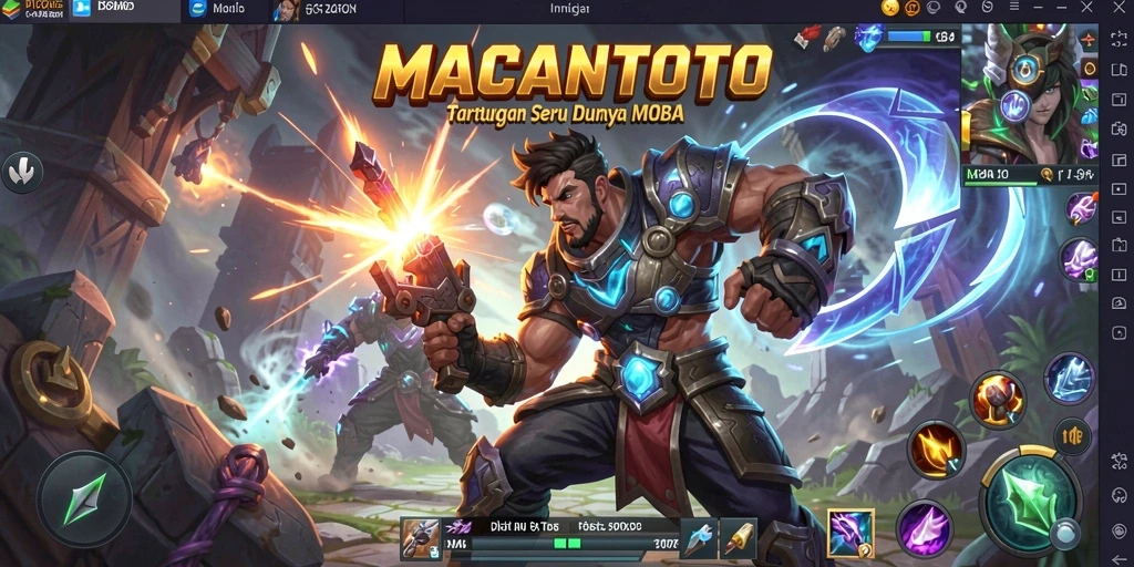 Tampilan gameplay seru di arena MOBA yang dinamis.