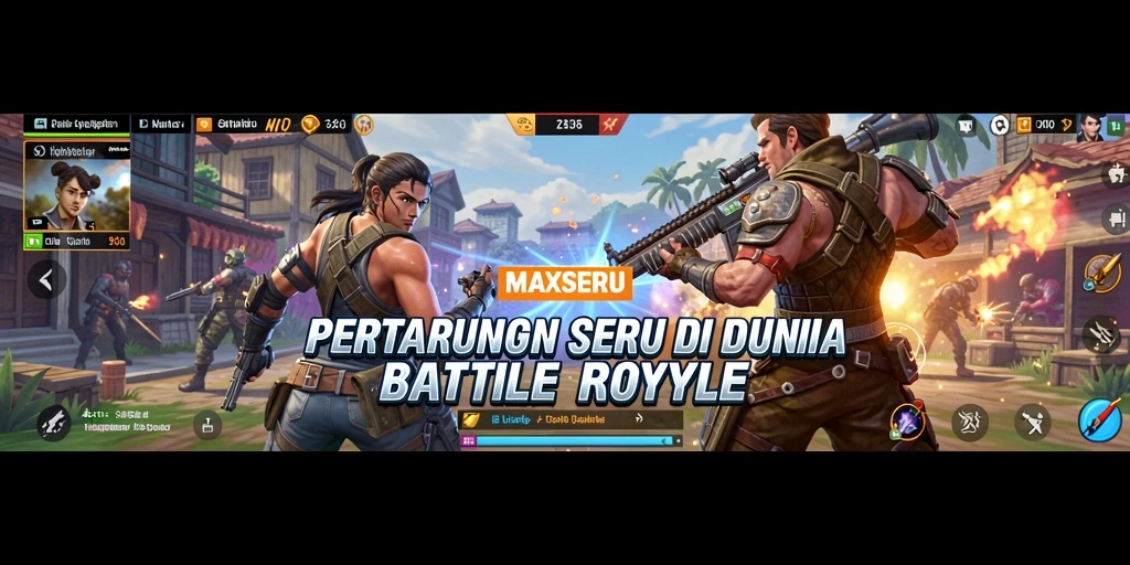 Tangkapan layar dari gameplay seru dalam MAXSERU saat bertarung di arena Battle Royale.