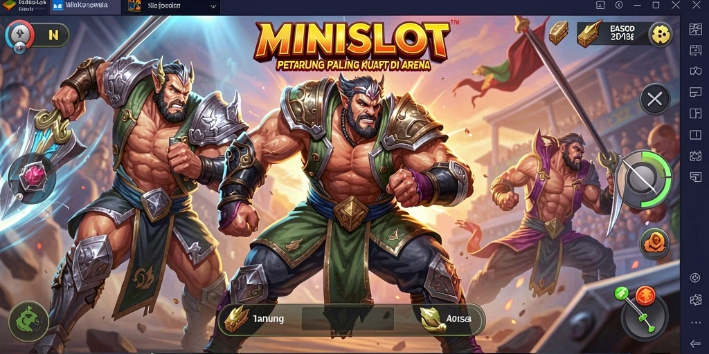 Gameplay mendebarkan MINISLOT di arena petarungan.
