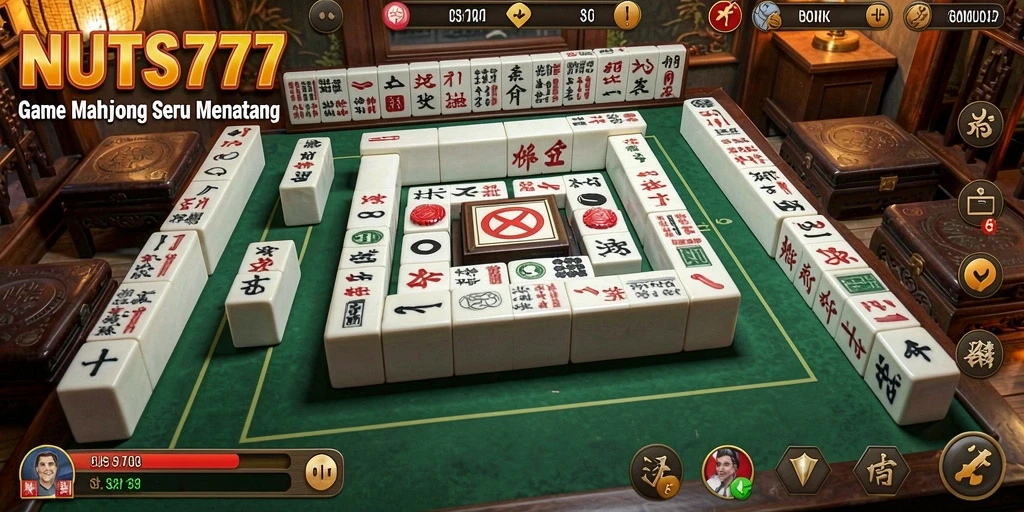 Tampilan gameplay NUTS777 dengan ubin Mahjong yang menarik.