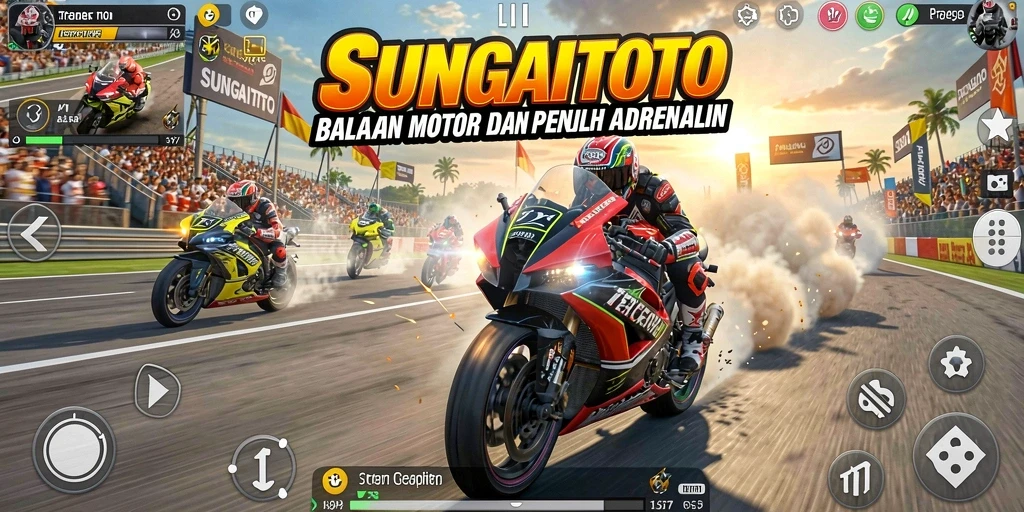 Gameplay SUNGAITOTO yang penuh aksi dengan trek balapan yang menarik.