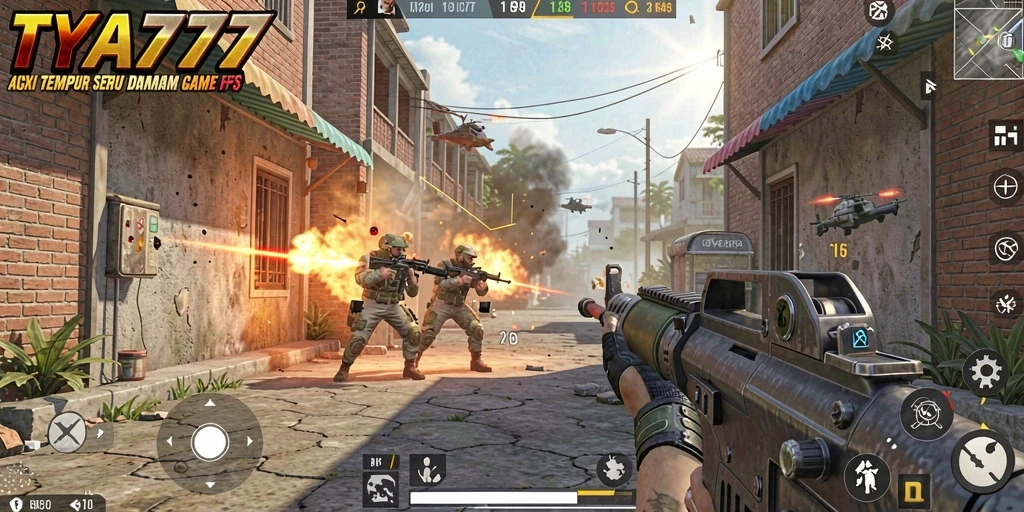 Gameplay TYA777 dengan pertarungan FPS yang mendebarkan.